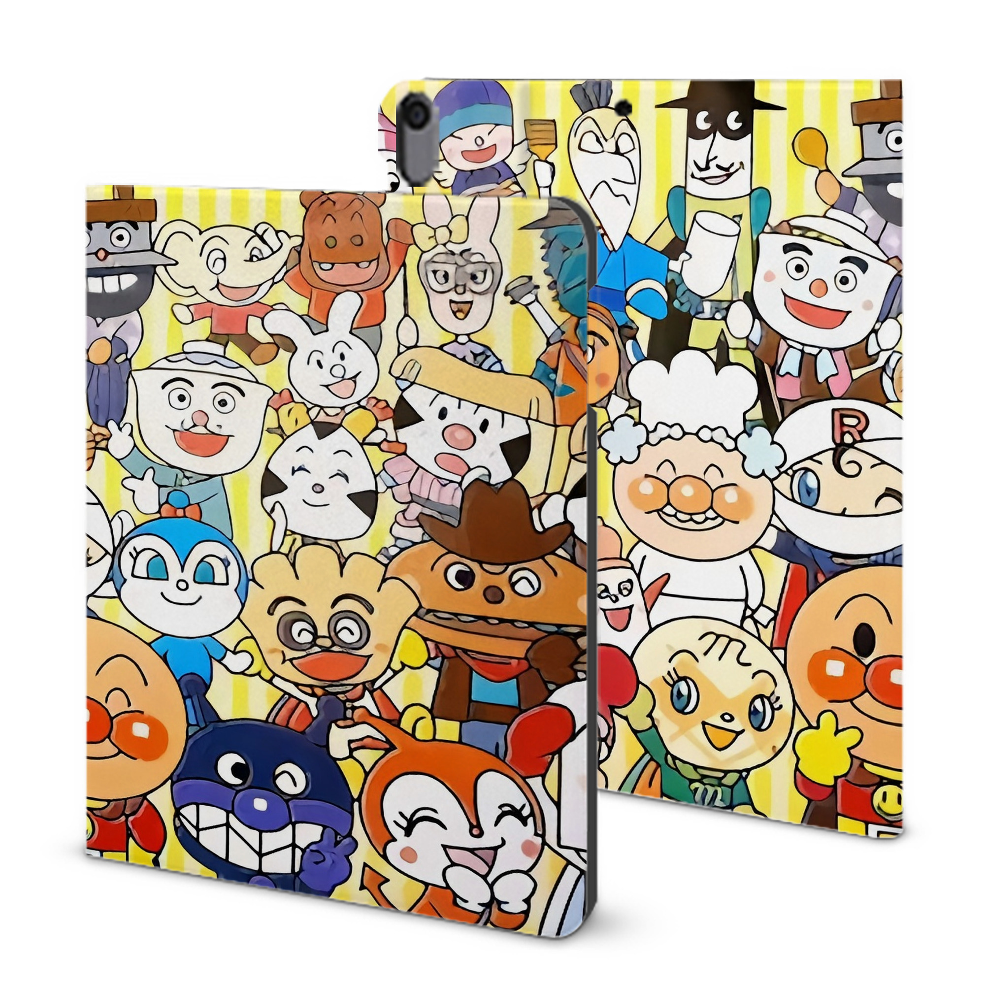 （画像用） アンパンマン Anpanman IPad ケース ブック型 PUレザー TPU 耐衝撃 軽量 薄型 ペン収納なし 全面保護 IPad 各モデル対応